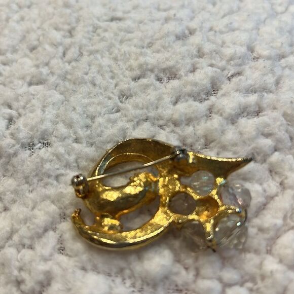 Nice Vintage AB bead and AB Rhinestone Floral Brooch. WA209 - Picture 2 of 3